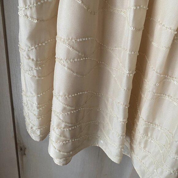 Talbots Ivory Cream Pleated Circle Skirt sequin 10 romantic whimsical soft full - Picture 3 of 14